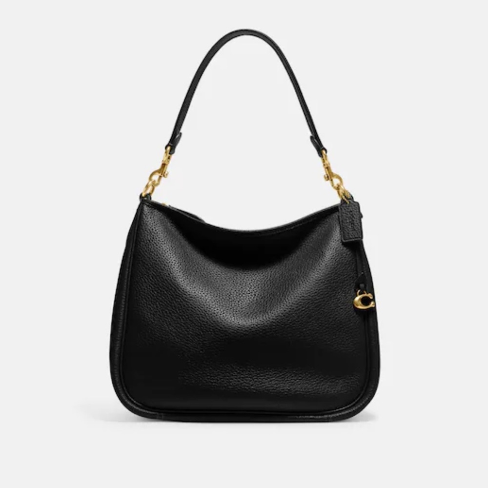 Coach Black Leather Hobo Shoulder Bag with Gold Hardware - Picture 1 of 7